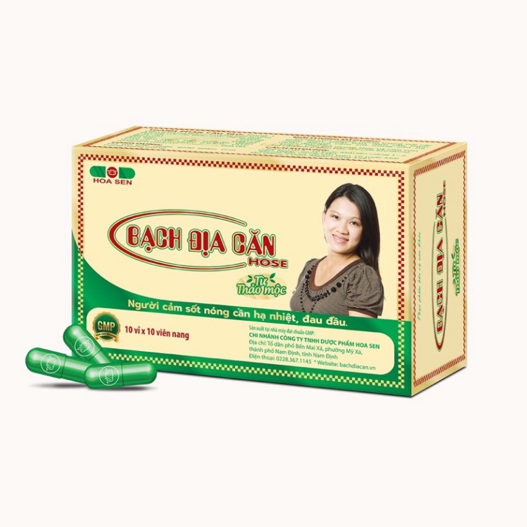 Bạch địa căn hộp 100 viên nang Hoa Sen hỗ trợ giảm cảm cúm cho bà bầu