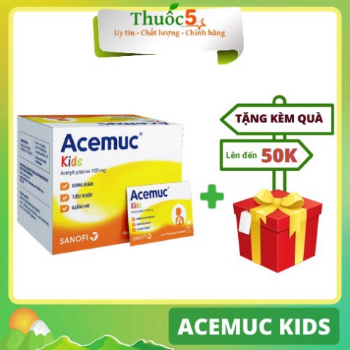 Acemuc Kids 30 gói giúp trẻ Long Đờm Tiêu Nhầy Giảm Ho
