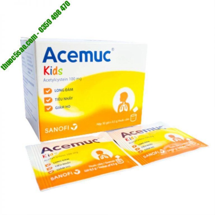 Acemuc Kids 30 gói giúp trẻ Long Đờm Tiêu Nhầy Giảm Ho