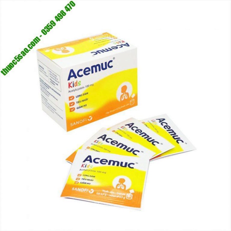 Acemuc Kids 30 gói giúp trẻ Long Đờm Tiêu Nhầy Giảm Ho