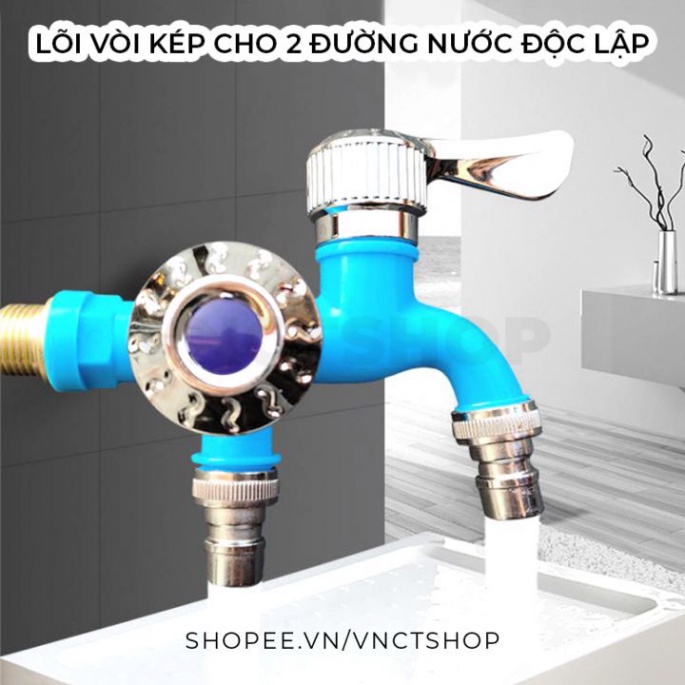 Vòi Nước 2 Đầu Độc Lập, Đầu Chia Vòi Nước Thông Minh, Vòi Nước Đôi Độc Lập .- 2 Đ NHỰA