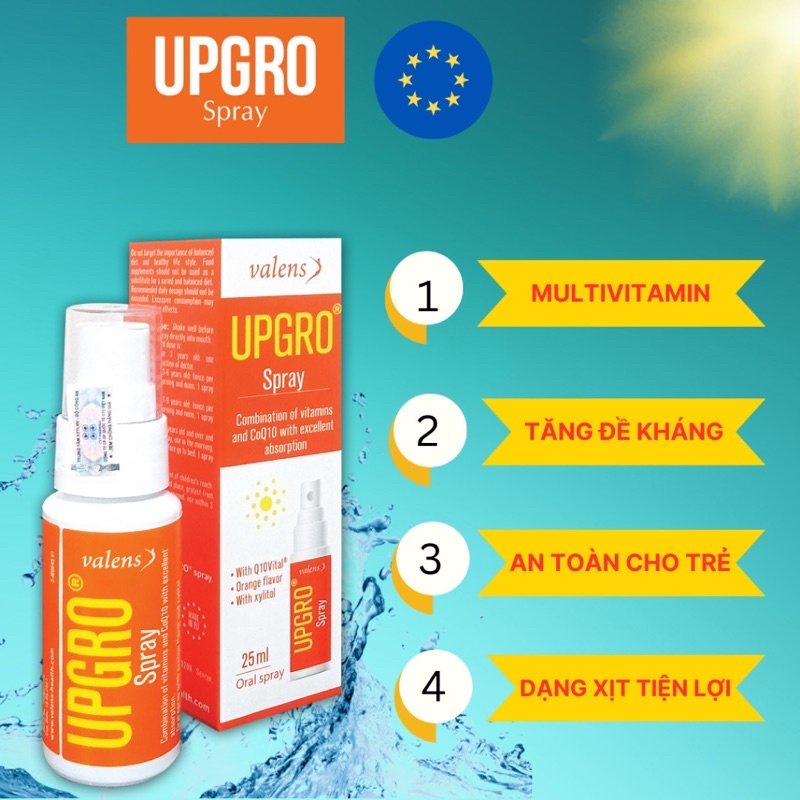 UPGRO dạng xịt- Tăng cường sức đề kháng, bổ sung vitamin cần thiết cho trẻ