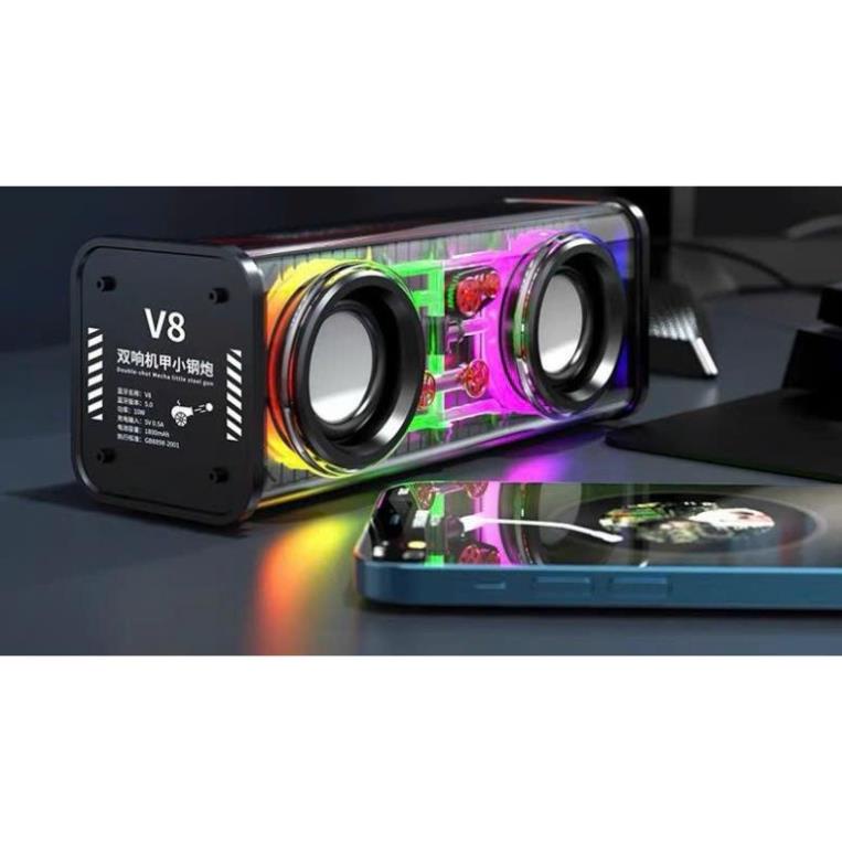 Loa bluetooth không dây V8 mini cầm tay công suất lớn, âm thanh hay, led nháy theo nhạc - taphoanhaso