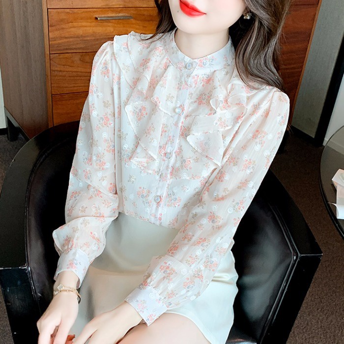 Áo Sơ Mi chiffon In Hoa Thời Trang Mùa Thu 2023 Cho Nữ