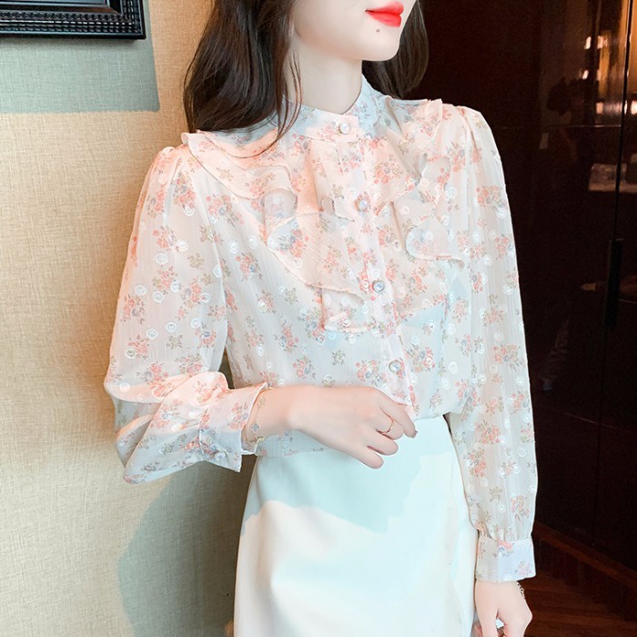Áo Sơ Mi chiffon In Hoa Thời Trang Mùa Thu 2023 Cho Nữ
