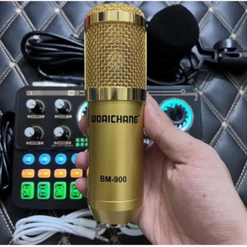 Bộ Mic Hát Livestream Sound Card K900 Và Micro BM900 Có Bluetooth Tặng dây Live 3 màu và Tai Nghe 6s Bảo Hành 12 Tháng