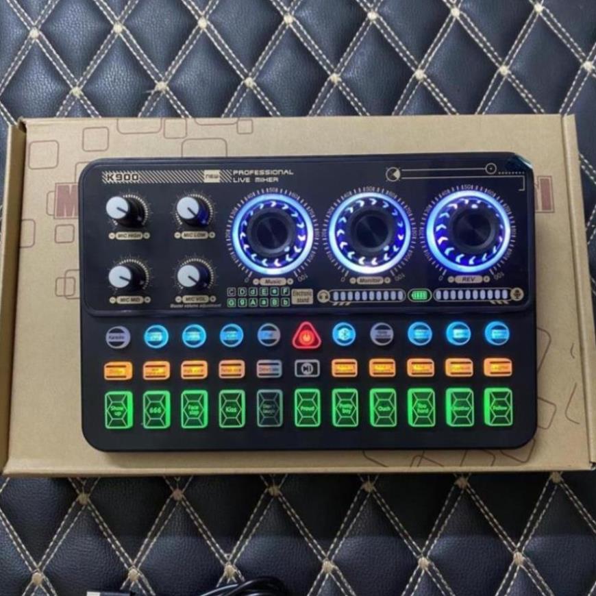 Bộ Mic Hát Livestream Sound Card K900 Và Micro BM900 Có Bluetooth Tặng dây Live 3 màu và Tai Nghe 6s Bảo Hành 12 Tháng