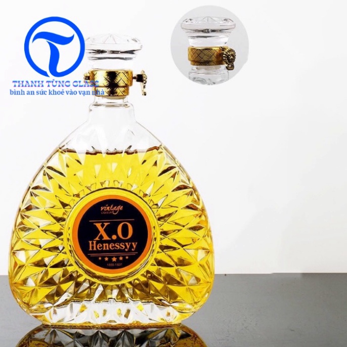 Vỏ Bình Thủy Tinh XO Đựng Rượu 750ml, Bình Ngâm Rượu XO Tam Giác (Có Tem )