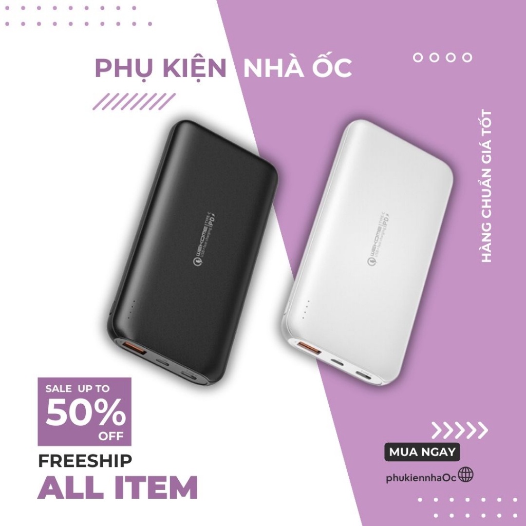Pin Sạc Dự Phòng WP-187 10000mAh Sạc Nhanh PD20W +Android QC3.0 Đa Năng + 12 Tháng BH taphoanhaso