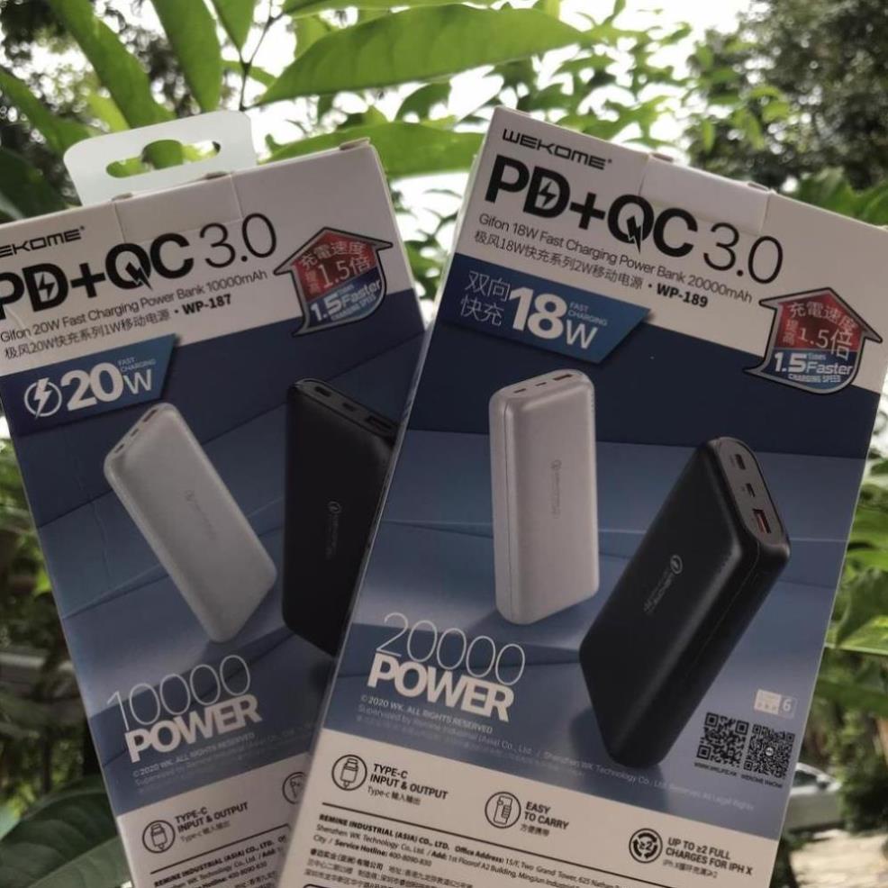 Pin Sạc Dự Phòng WP-187 10000mAh Sạc Nhanh PD20W +Android QC3.0 Đa Năng + 12 Tháng BH taphoanhaso