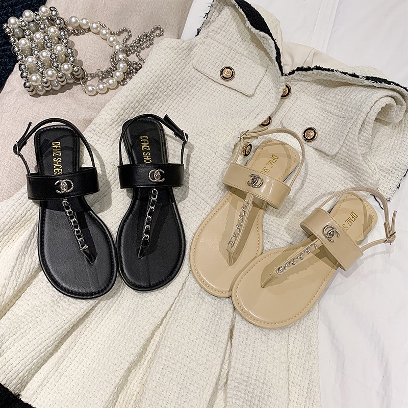 Kavali Giày Sandal Hở Ngón Đế Dày Quai Xích Kim Loại Thời Trang Mùa Hè Cho Nữ