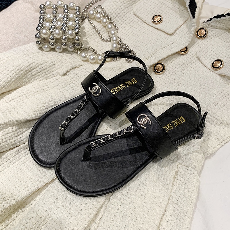 Kavali Giày Sandal Hở Ngón Đế Dày Quai Xích Kim Loại Thời Trang Mùa Hè Cho Nữ