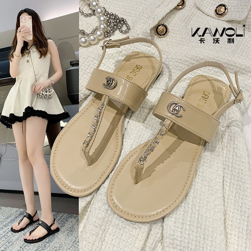 Kavali Giày Sandal Hở Ngón Đế Dày Quai Xích Kim Loại Thời Trang Mùa Hè Cho Nữ
