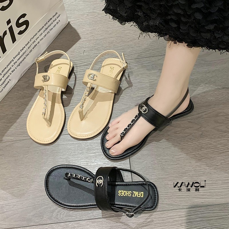 Kavali Giày Sandal Hở Ngón Đế Dày Quai Xích Kim Loại Thời Trang Mùa Hè Cho Nữ