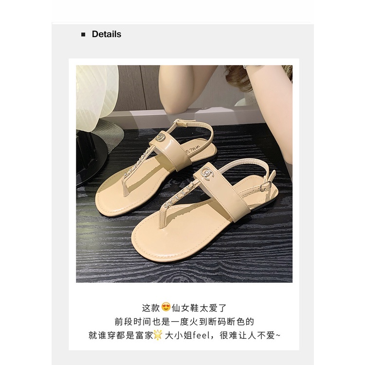 Kavali Giày Sandal Hở Ngón Đế Dày Quai Xích Kim Loại Thời Trang Mùa Hè Cho Nữ