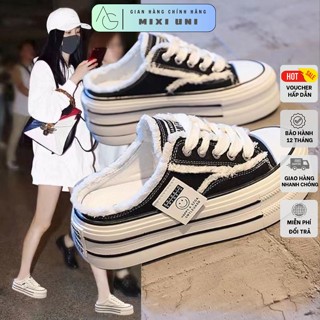 Giày sục nữ đế cao ( 5 Phân ) giày vải nữ canvas hở gót thời trang sang chảnh hàn quốc hàng quảng châu cao cấp