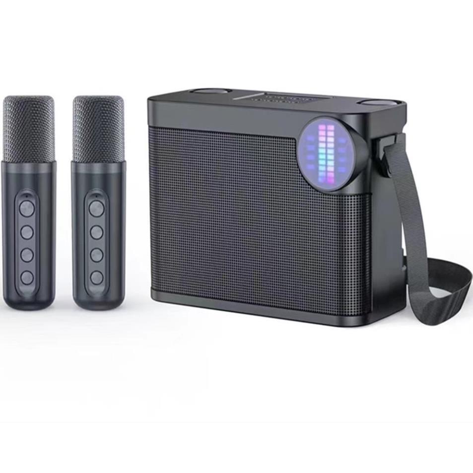 Loa karaoke Kèm Micro Bluetooth YS-214 có 2 micro màn hình Led Nháy Theo Nhạc, Thẻ nhớ TF USB cổng AUX 3.5 taphoanhaso