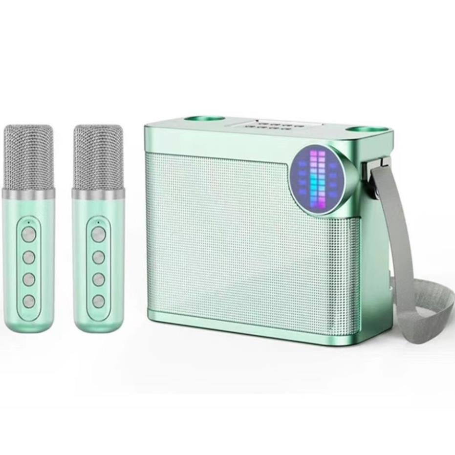 Loa karaoke Kèm Micro Bluetooth YS-214 có 2 micro màn hình Led Nháy Theo Nhạc, Thẻ nhớ TF USB cổng AUX 3.5 taphoanhaso