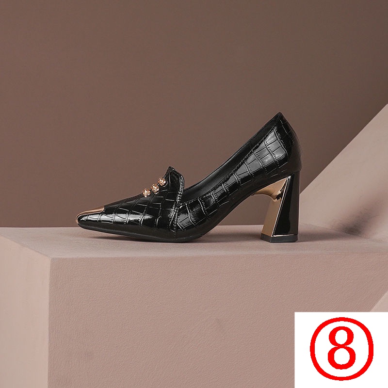 Giày Cao Gót Da Bóng Mũi Nhọn Đế Dày Thời Trang Mùa Xuân 2020 Cho Nữ