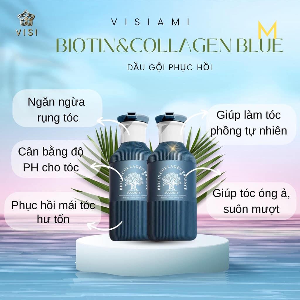 DẦU GỘI XẢ BIOTIN COLLAGEN BLUE XANH HƯƠNG NƯỚC HOA 500ML MS1 M1