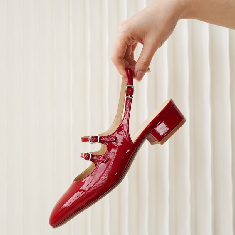 Giày Xăng Đan Gót Thấp Hở Mũi Chất Liệu Da Phong Cách Pháp Thời Trang Mùa Xuân 2023 Cho Nữ