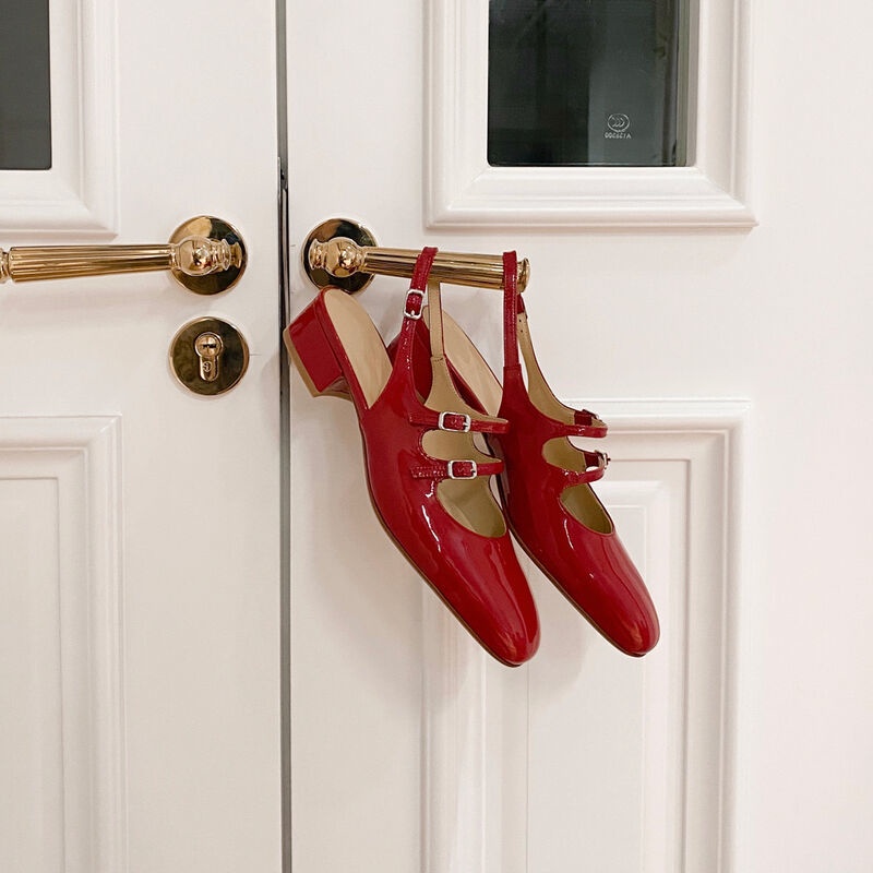 Giày Xăng Đan Gót Thấp Hở Mũi Chất Liệu Da Phong Cách Pháp Thời Trang Mùa Xuân 2023 Cho Nữ