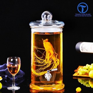 Bình ngâm rượu thủy tinh trụ trơn 10 lít. có vòi & không vòi