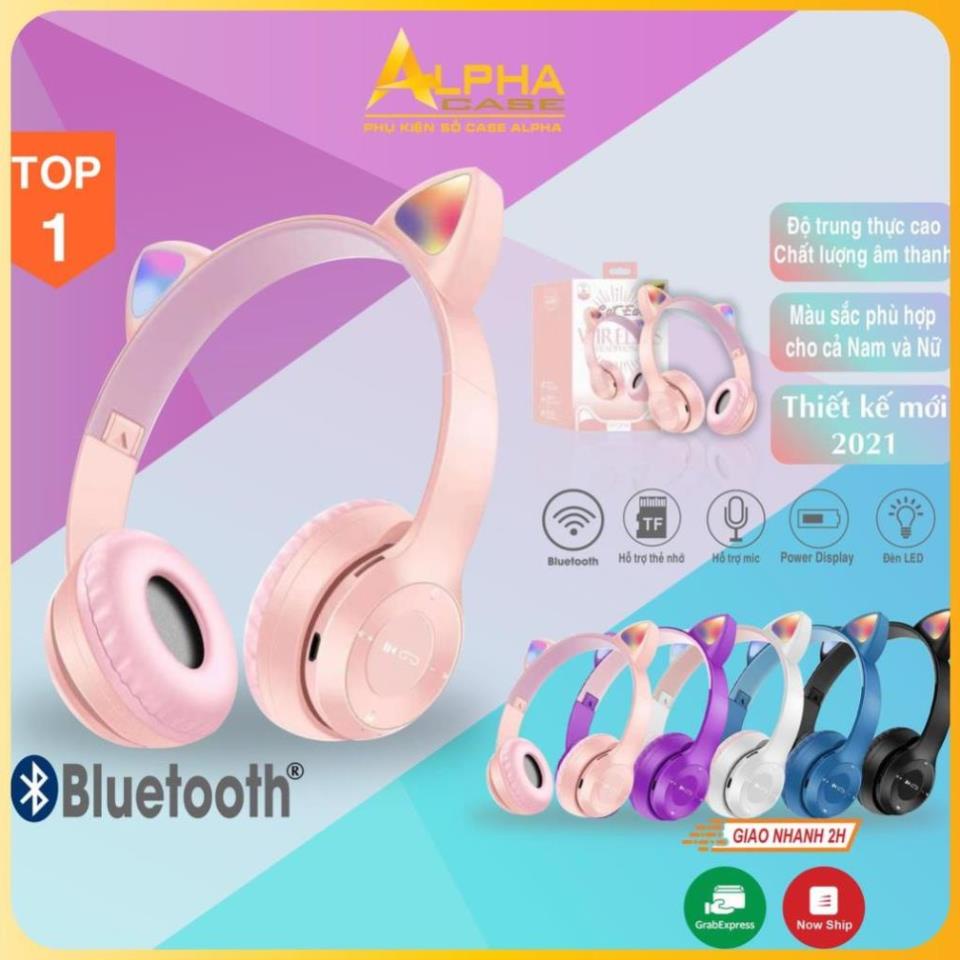 Tai Nghe Mèo Bluetooth P47M, Tai Mèo Dễ Thương Có Mic, Âm Bass Mạnh Mẽ Dung Lượng Pin Khủng 400mAh Bảo Hành 6 Tháng