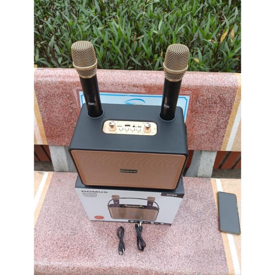 Loa Bluetooth DOMUS DP86 Kèm 2 Micro, Bass Mạnh, Âm Thanh Rõ, Full Box, Loa Hát Kèm Mic Bluetooth 5.2 taphoanhaso