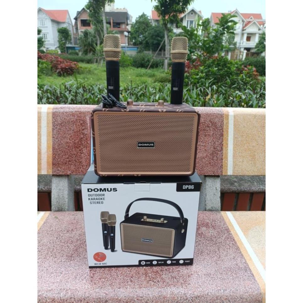 Loa Bluetooth DOMUS DP86 Kèm 2 Micro, Bass Mạnh, Âm Thanh Rõ, Full Box, Loa Hát Kèm Mic Bluetooth 5.2 taphoanhaso