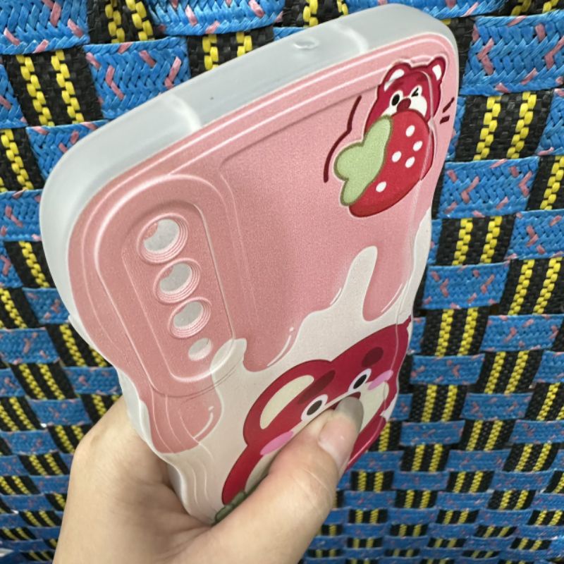 Case ốp lưng Samsung A50 A50S A30S dẻo gấu dâu lotso siêu dễ thương viền lượn sóng bảo vệ camera