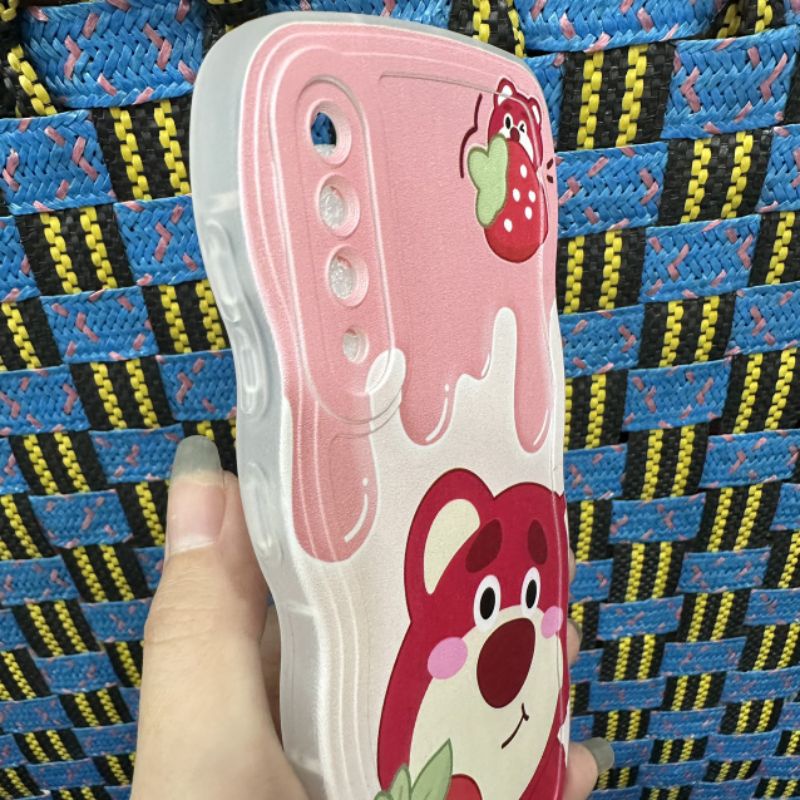 Case ốp lưng Samsung A50 A50S A30S dẻo gấu dâu lotso siêu dễ thương viền lượn sóng bảo vệ camera