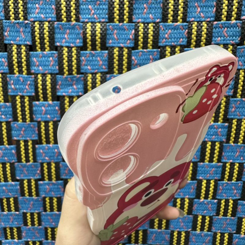 Case ốp lưng Vivo Y36 dẻo gấu dâu lotso siêu dễ thương viền lượn sóng bảo vệ camera
