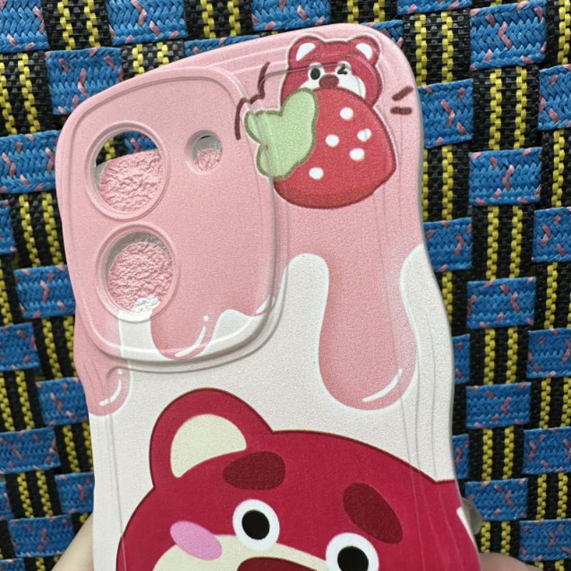 Case ốp lưng Vivo Y36 dẻo gấu dâu lotso siêu dễ thương viền lượn sóng bảo vệ camera