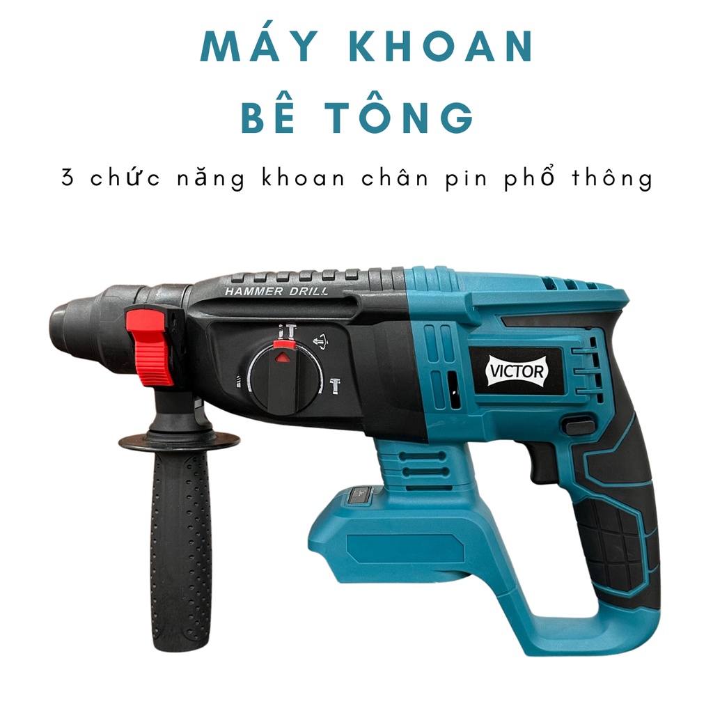 Thân Máy khoan Bê Tông Pin Victor  Chân Pin Makita 18v 3 chức năng