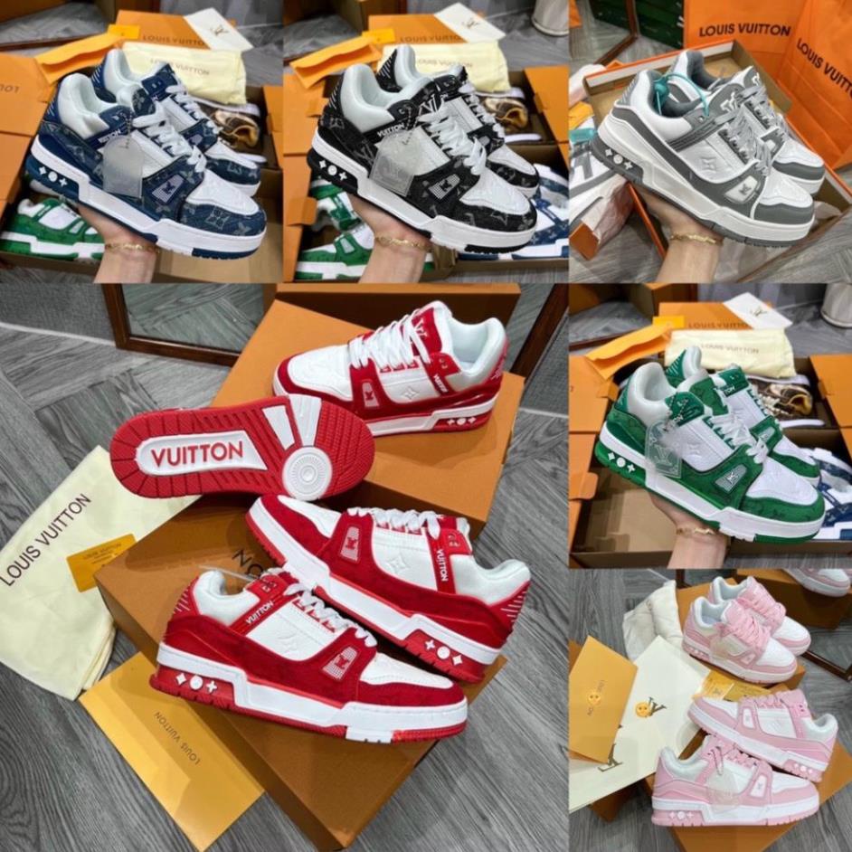 Giày Thể Thao LV Louis Vuitton Trainer Black White Nam Nữ, Giày LV Đỏ, Đen Các Màu Hót Siêu Chất FULL BOXBILL