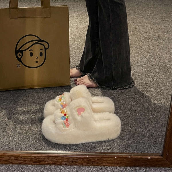 Dễ Thương Dép cotton Đế Dày Họa Tiết Hoạt Hình Xinh Xắn Theo Phong Cách Mùa Thu Dành
