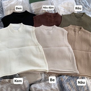 Áo gile len gân trơn form rộng
