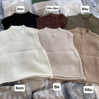 [GL8738]Áo gile len gân trơn form rộng(Có sẵn)