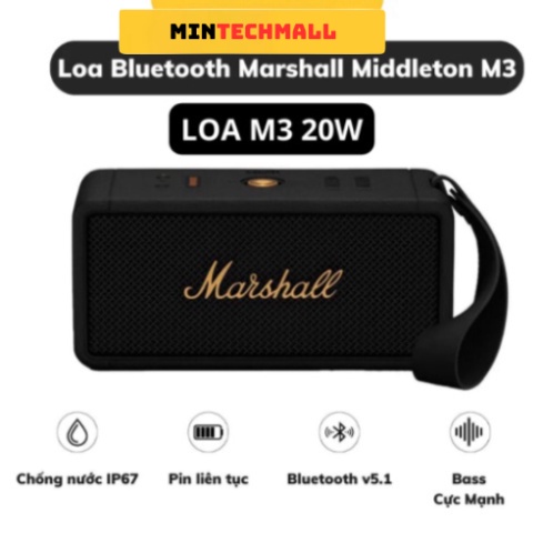 Loa bluetooth Marshall M3 phiên bản 2023 công xuất 20w pin trâu âm thanh chất lượng chống nước HIGHTECH | BigBuy360 - bigbuy360.vn