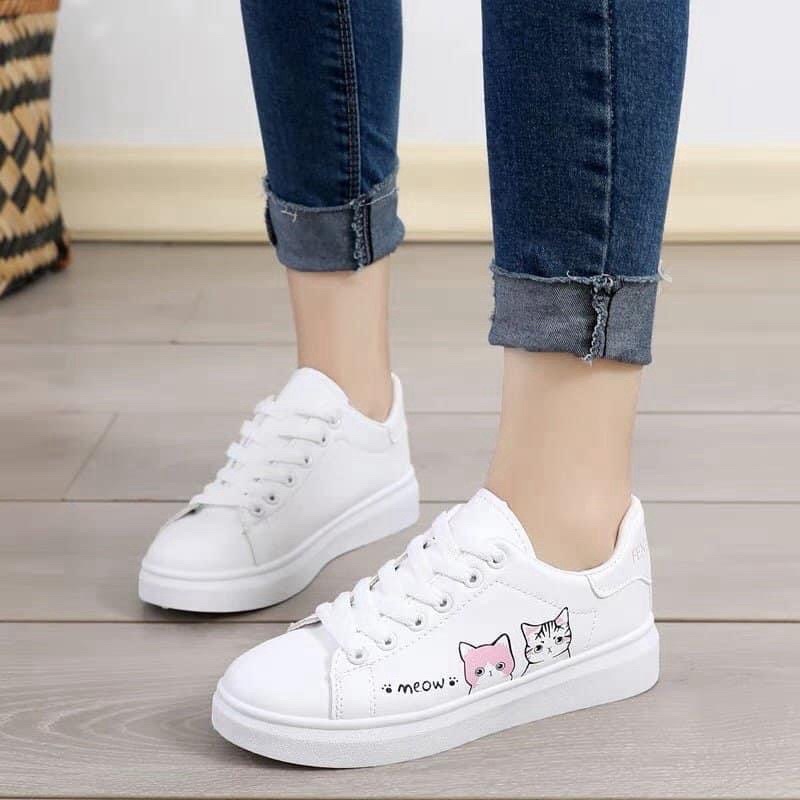 XẢ KHO SIÊU RẺ giày thể thao nữ meo meo sale rẻ do mất 1/2 chữ meo meo và giày thể thao không hộp nâu đen sale giá rẻ