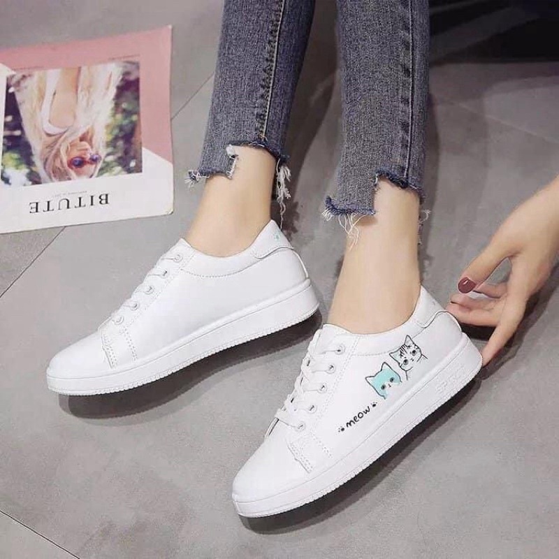 XẢ KHO SIÊU RẺ giày thể thao nữ meo meo sale rẻ do mất 1/2 chữ meo meo và giày thể thao không hộp nâu đen sale giá rẻ