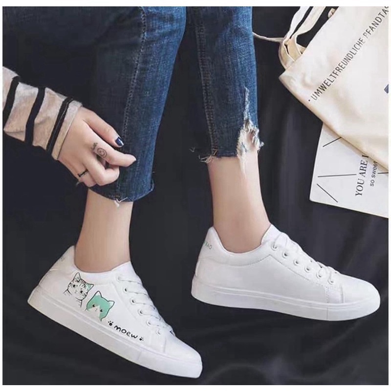 XẢ KHO SIÊU RẺ giày thể thao nữ meo meo sale rẻ do mất 1/2 chữ meo meo và giày thể thao không hộp nâu đen sale giá rẻ