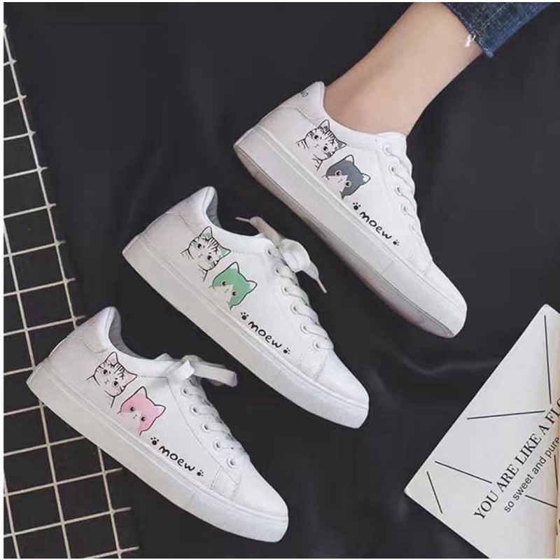 XẢ KHO SIÊU RẺ giày thể thao nữ meo meo sale rẻ do mất 1/2 chữ meo meo và giày thể thao không hộp nâu đen sale giá rẻ