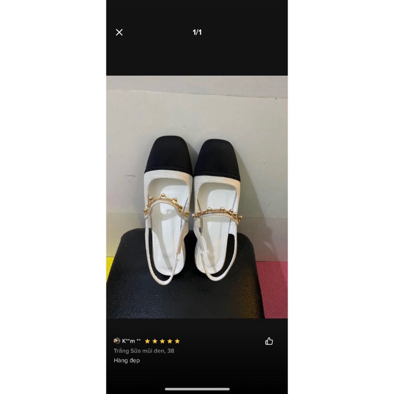 XẢ KHO SIÊU RẺ giày bệt nữ dây xích ngọc bít mũi hở gót 2cm hàng vnxk