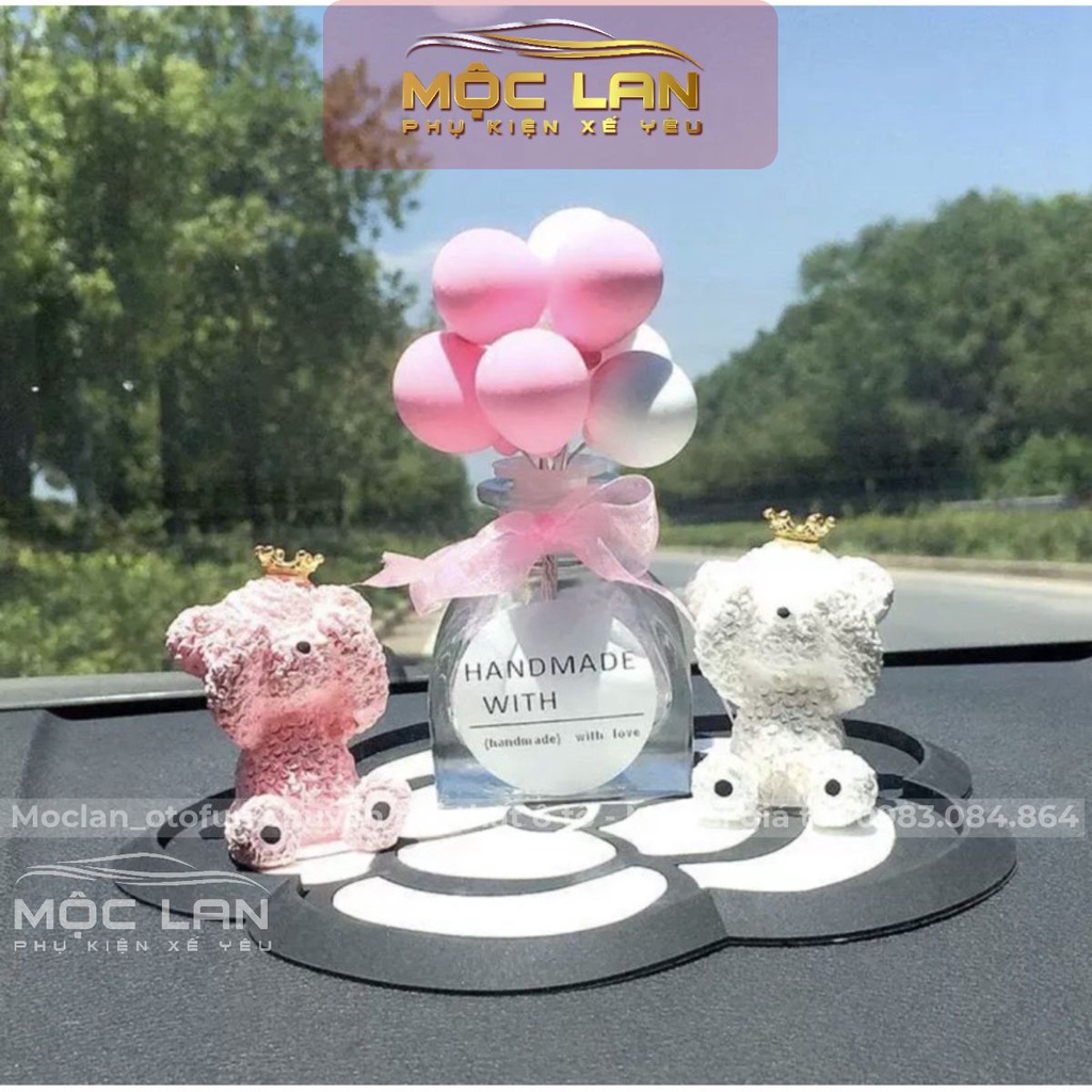 Nhiều mẫu Decor Trang trí taplo ô tô - set gấu dễ thương + bình bóng