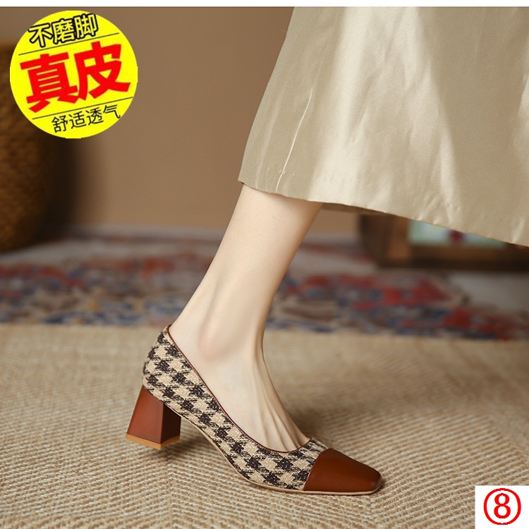 Nhìn hay quá!Giày Cao Gót Mũi Vuông Chất Liệu Da Cao Cấp Thời Trang Theo Phong Cách Pháp Cho Nữ