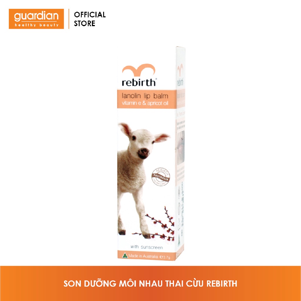 Son Dưỡng Môi Rebirth Lanolin Lip Balm Vitamin E & Apricot Oil RB14 Chiết Xuất Nhau Thai Cừu Ngừa Khô Nứt Nẻ 3,7Gr