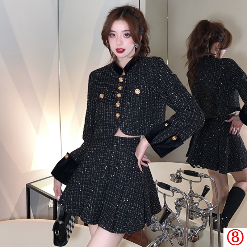 Set Áo Khoác Và Chân Váy Lưng Cao Thời Trang Xuân Thu 2023 Phong Cách Mới Cho Nữ