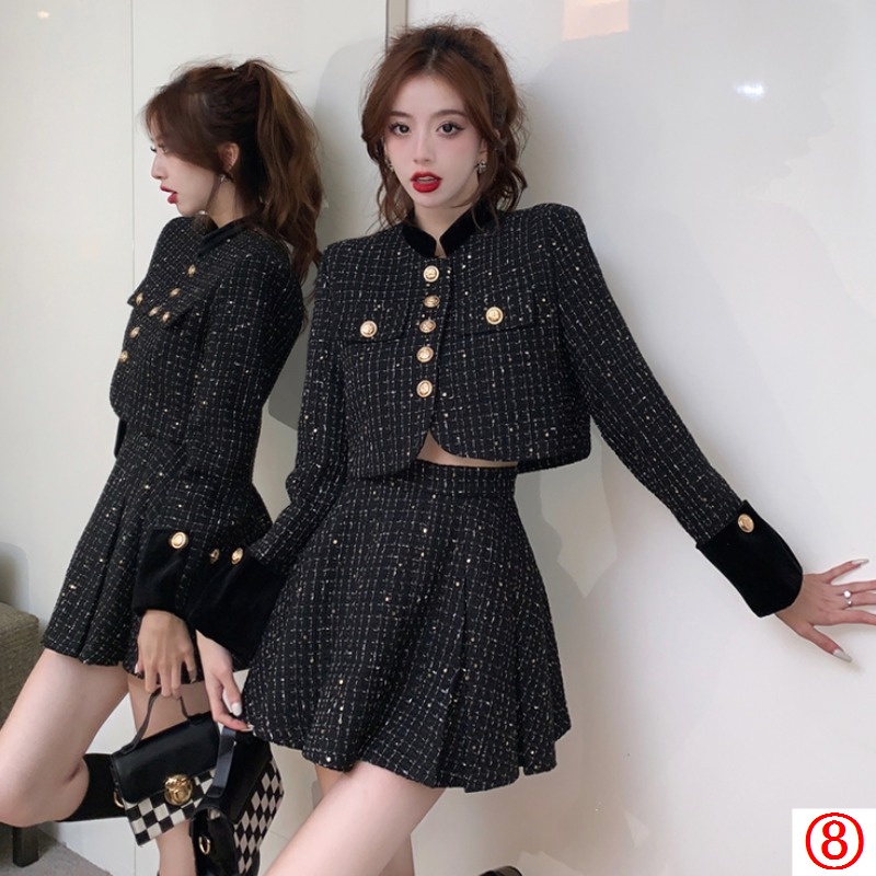 Set Áo Khoác Và Chân Váy Lưng Cao Thời Trang Xuân Thu 2023 Phong Cách Mới Cho Nữ